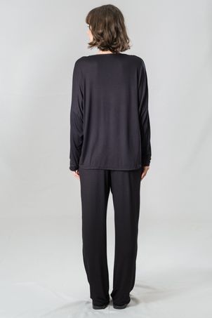 Conjunto Pijama Longo com Renda Sweet Preto