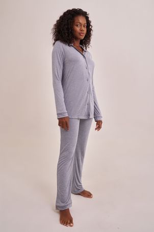 Pijama longo classic cinza mescla