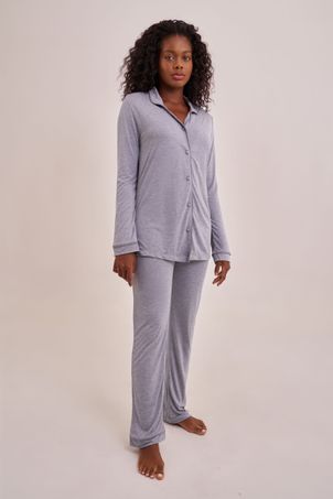 Pijama longo classic cinza mescla
