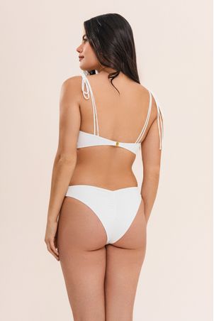 Calcinha Biquíni midi com franzidos bio artemis off white