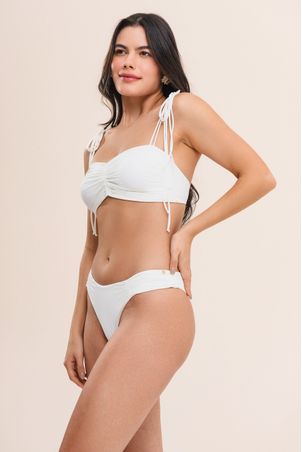 Calcinha Biquíni midi com franzidos bio artemis off white