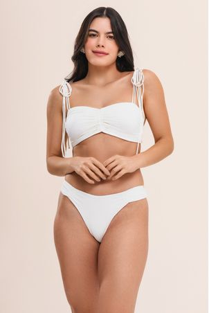 Calcinha Biquíni midi com franzidos bio artemis off white