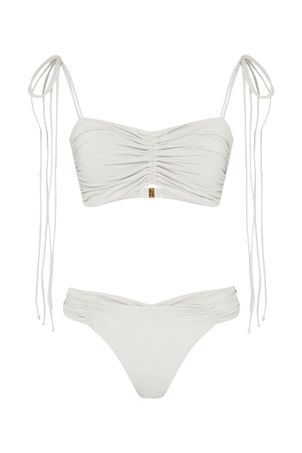 Calcinha Biquíni midi com franzidos bio artemis off white