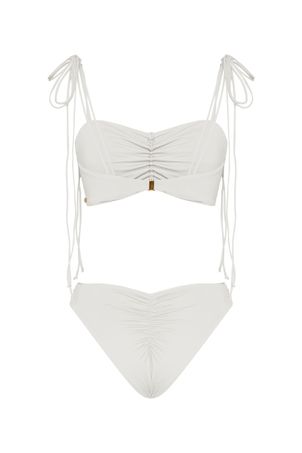 Calcinha Biquíni midi com franzidos bio artemis off white