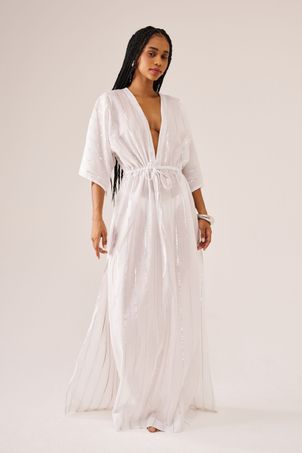 Vestido Saída Longo Infinito Branco