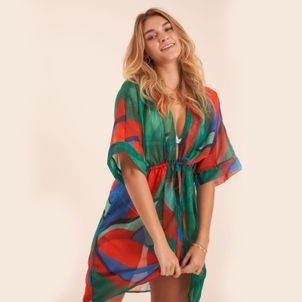 Saída Bora Bora Curta Estampa Abstrata