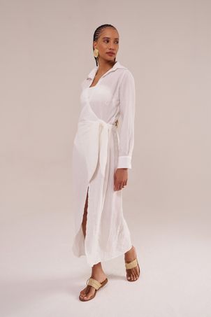 Saída Longa Mykonos Manga Longa Rayon Off White