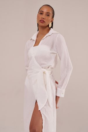 Saída Longa Mykonos Manga Longa Rayon Off White