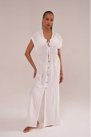 Saída Manga Curta Mykonos Rayon Off White