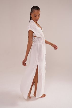 Saída Manga Curta Mykonos Rayon Off White
