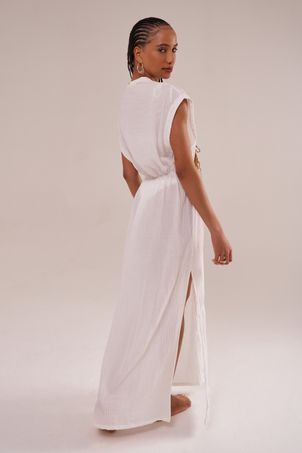 Saída Manga Curta Mykonos Rayon Off White