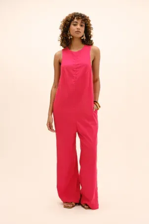macacão em viscolinho linen vermelho