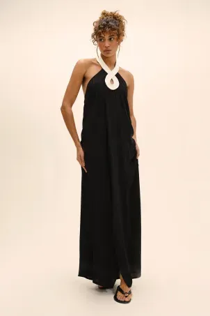 saída longa com matelassê em viscose falésias preto e branco