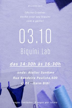 oficina biquíni lab dia 03 outubro 2026 às 14:30 h