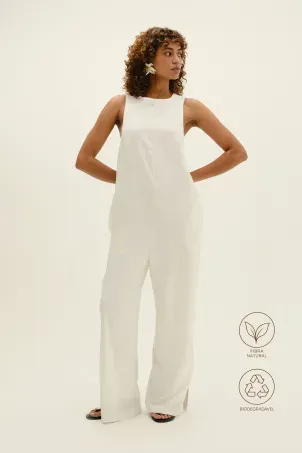 macacão em viscolinho linen branco