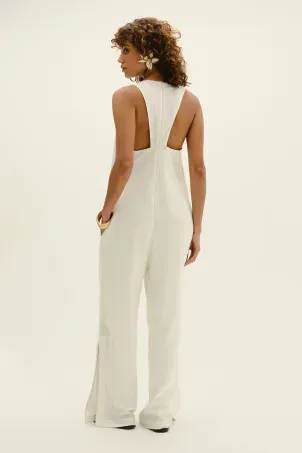 macacão em viscolinho linen branco