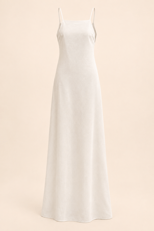 vestido longo em viscolinho linen branco