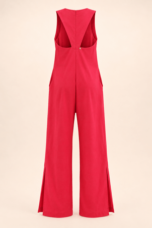 macacão em viscolinho linen vermelho