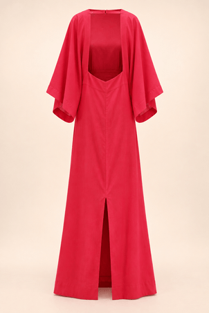 kaftan em viscolinho linen vermelho