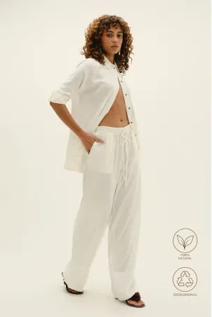 camisa manga longa linen off white