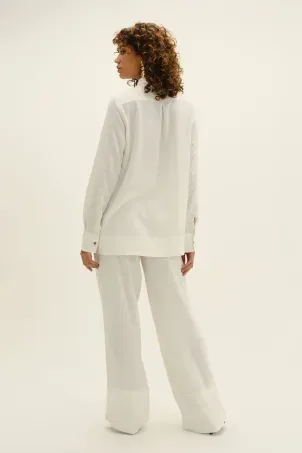 camisa manga longa linen off white