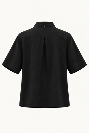 camisa manga curta linen preta