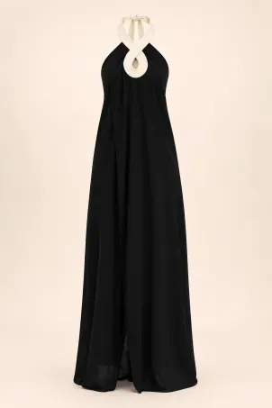 saída longa com matelassê em viscose falésias preto e branco