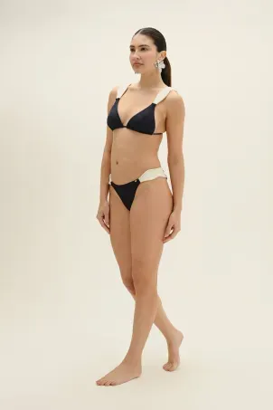 conjunto top triângulo e calcinha anatômica mirella falésias preto e branco