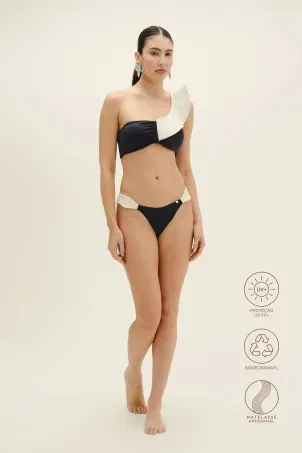 conjunto top triângulo e calcinha anatômica mirella falésias preto e branco