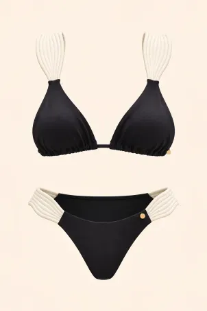 conjunto top triângulo e calcinha anatômica mirella falésias preto e branco