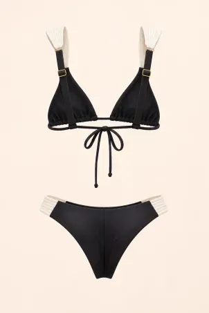 conjunto top triângulo e calcinha anatômica mirella falésias preto e branco