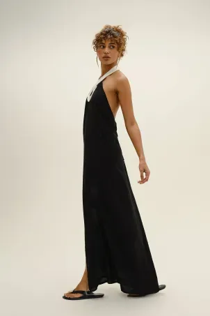 saída longa com matelassê em viscose falésias preto e branco