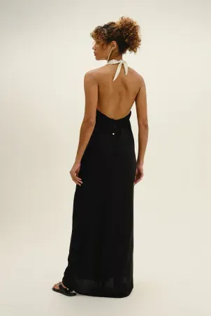 saída longa com matelassê em viscose falésias preto e branco