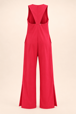 macacão em viscolinho linen vermelho