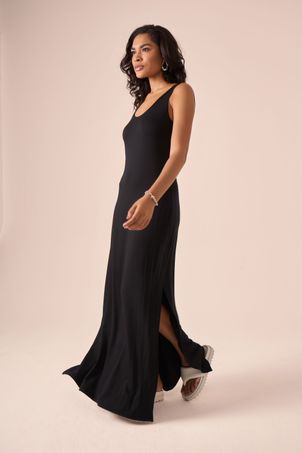 Vestido Longo Bamboo Júlia Preto